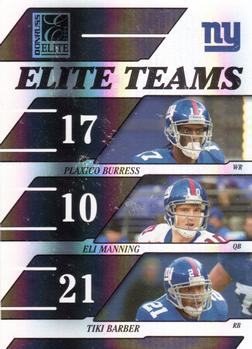 2006 Donruss Elite - Elite Teams Black #ET-15 Plaxico Burress / Eli Manning / Tiki Barber Front