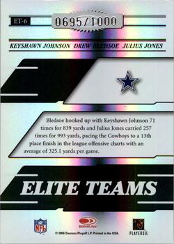 2006 Donruss Elite - Elite Teams Black #ET-6 Keyshawn Johnson / Drew Bledsoe / Julius Jones Back
