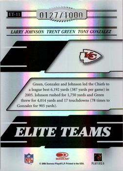 2006 Donruss Elite - Elite Teams Black #ET-11 Larry Johnson / Trent Green / Tony Gonzalez Back