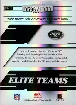 2006 Donruss Elite - Elite Teams Black #ET-16 Curtis Martin / Chad Pennington / Laveranues Coles Back