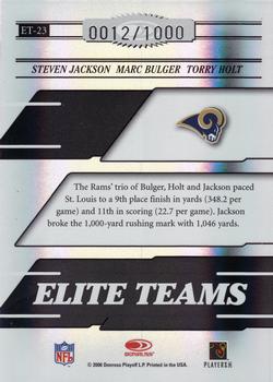 2006 Donruss Elite - Elite Teams Black #ET-23 Steven Jackson / Marc Bulger / Torry Holt Back