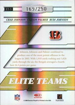2006 Donruss Elite - Elite Teams Gold #ET-5 Chad Johnson / Carson Palmer / Rudi Johnson Back