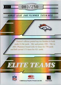 2006 Donruss Elite - Elite Teams Gold #ET-7 Ashley Lelie / Jake Plummer / Tatum Bell Back