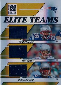 2006 Donruss Elite - Elite Teams Jerseys #ET-13 Corey Dillon / Tom Brady / Deion Branch Front