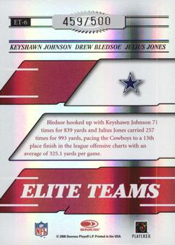 2006 Donruss Elite - Elite Teams Red #ET-6 Keyshawn Johnson / Drew Bledsoe / Julius Jones Back