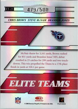 2006 Donruss Elite - Elite Teams Red #ET-25 Chris Brown / Steve McNair / Brandon Jones Back