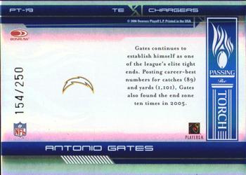 2006 Donruss Elite - Passing the Torch Blue #PT-19 Antonio Gates Back