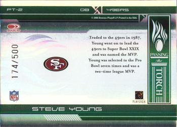 2006 Donruss Elite - Passing the Torch Green #PT-2 Steve Young Back