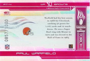 2006 Donruss Elite - Passing the Torch Red #PT-4 Paul Warfield Back