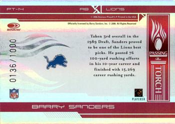 2006 Donruss Elite - Passing the Torch Red #PT-14 Barry Sanders Back
