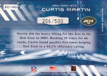 2006 Donruss Elite - Zoning Commission Black #ZC-40 Curtis Martin Back