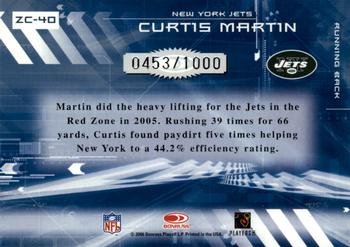 2006 Donruss Elite - Zoning Commission Gold #ZC-40 Curtis Martin Back