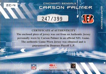2006 Donruss Elite - Zoning Commission Jerseys #ZC-4 Carson Palmer Back