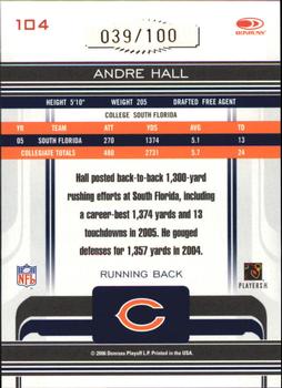 2006 Donruss Gridiron Gear - Gold Holofoil X's #104 Andre Hall Back