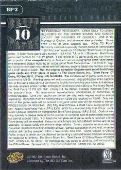 1997 Pro Line - Brett Favre 10 #BF3 Brett Favre Back