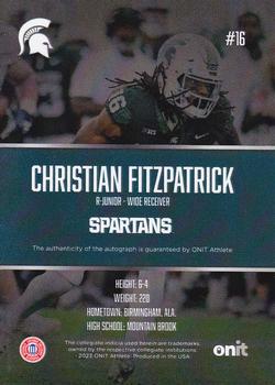 2023 ONIT Athlete Michigan State Spartans - Signatures #NNO Christian Fitzpatrick Back