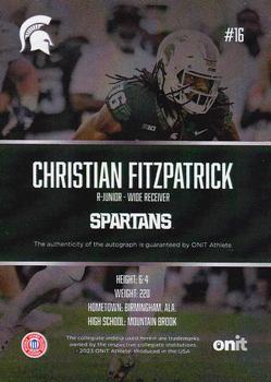 2023 ONIT Athlete Michigan State Spartans - Blackout Gold #NNO Christian Fitzpatrick Back
