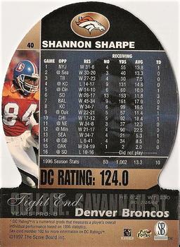 1997 Pro Line DC III #40 Shannon Sharpe Back