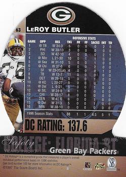 1997 Pro Line DC III #63 LeRoy Butler Back
