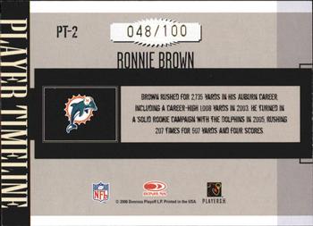 2006 Donruss Gridiron Gear - Player Timeline HoloGold #PT-2 Ronnie Brown Back