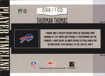 2006 Donruss Gridiron Gear - Player Timeline HoloGold #PT-13 Thurman Thomas Back