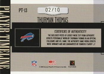 2006 Donruss Gridiron Gear - Player Timeline Jerseys Combos Autographs #PT-13 Thurman Thomas Back