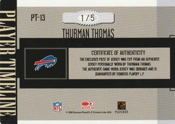 2006 Donruss Gridiron Gear - Player Timeline Jerseys Prime Autographs #PT-13 Thurman Thomas Back