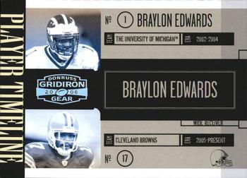 2006 Donruss Gridiron Gear - Player Timeline Silver #PT-9 Braylon Edwards Front