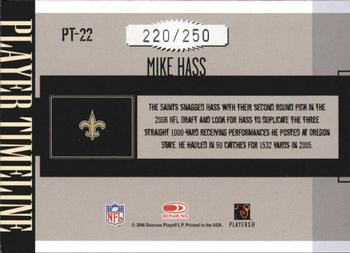 2006 Donruss Gridiron Gear - Player Timeline Silver #PT-22 Mike Hass Back