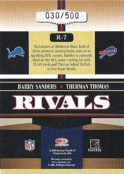 2006 Donruss Gridiron Gear - Rivals Gold #R-7 Barry Sanders / Thurman Thomas Back
