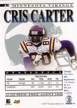 1997 Pro Line Gems #43 Cris Carter Back