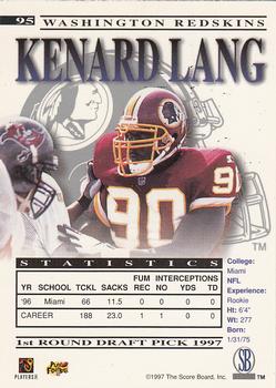 1997 Pro Line Gems #95 Kenard Lang Back