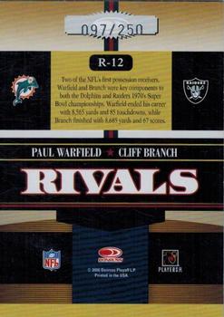 2006 Donruss Gridiron Gear - Rivals Silver #R-12 Paul Warfield / Cliff Branch Back
