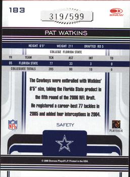 2006 Donruss Gridiron Gear - Retail #183 Pat Watkins Back