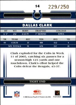 2006 Donruss Threads - Bronze Holofoil #14 Dallas Clark Back