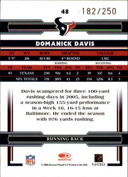 2006 Donruss Threads - Bronze Holofoil #48 Domanick Davis Back