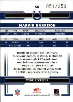 2006 Donruss Threads - Bronze Holofoil #50 Marvin Harrison Back