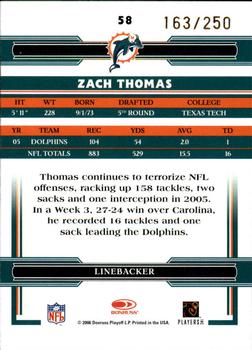 2006 Donruss Threads - Bronze Holofoil #58 Zach Thomas Back