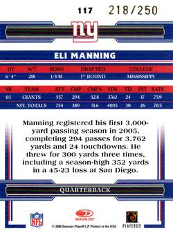2006 Donruss Threads - Bronze Holofoil #117 Eli Manning Back