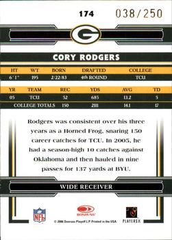 2006 Donruss Threads - Bronze Holofoil #174 Cory Rodgers Back