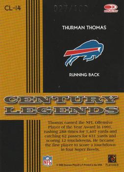 2006 Donruss Threads - Century Legends Blue #CL-14 Thurman Thomas Back
