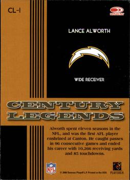 2006 Donruss Threads - Century Legends Gold #CL-1 Lance Alworth Back