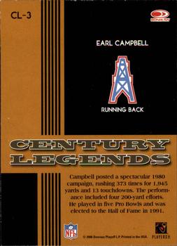 2006 Donruss Threads - Century Legends Gold #CL-3 Earl Campbell Back