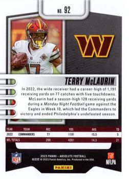 2023 Panini Absolute - Blue #92 Terry McLaurin Back