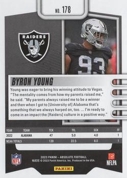 2023 Panini Absolute - Blue #178 Byron Young Back