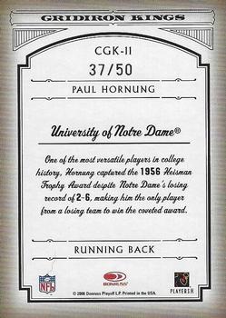 2006 Donruss Threads - College Gridiron Kings Framed Blue #CGK-11 Paul Hornung Back