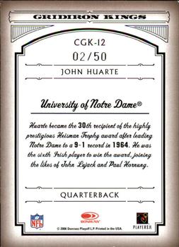 2006 Donruss Threads - College Gridiron Kings Framed Blue #CGK-12 John Huarte Back