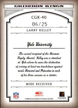 2006 Donruss Threads - College Gridiron Kings Framed Green #CGK-40 Larry Kelley Back