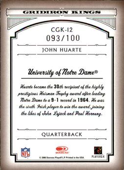 2006 Donruss Threads - College Gridiron Kings Framed Red #CGK-12 John Huarte Back
