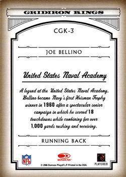 2006 Donruss Threads - College Gridiron Kings Gold #CGK-3 Joe Bellino Back